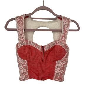 ❤️🔥 Pins and Needles Red Lace Racerback Crop Top Bralette XS Zip Front